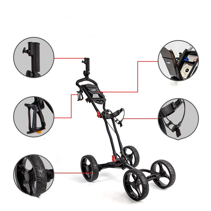 Golf Cart Four Wheel Foldable With Umbrella Rack